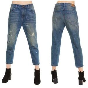 NWT WILDFOX BAGGY CROP 100% COTTON PAINT SPLATTER DISTRESSED DIRTY LOOK sz 26